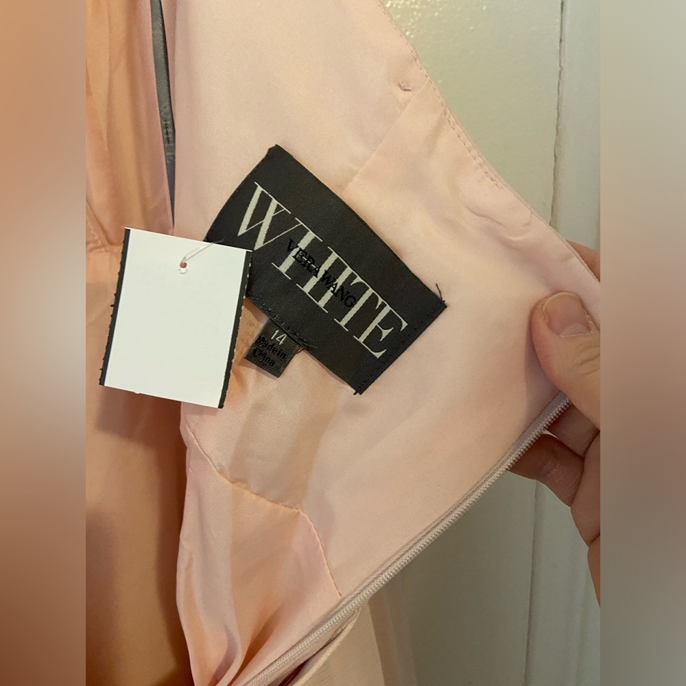 NWT White by Vera Wang Chiffon Halter Dress, Tulle Bow Blush‎ Sz 14 - Picture 12 of 13